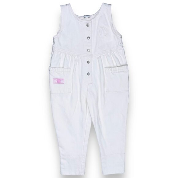 Vintage Jordache Girls Lace Bubble Denim Overalls Longall Romper Outfit 4 - Picture 7 of 16